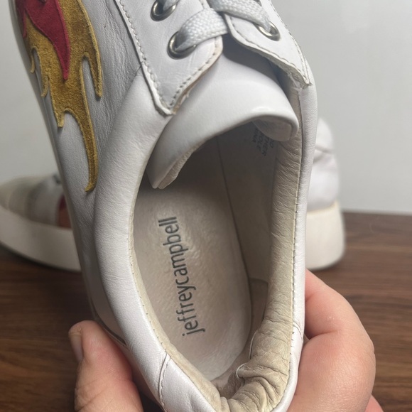 Jeffrey Campbell Hot Rod Leather Suede Flames Pointed Toe Platform Sneakes Sz 10 - Picture 9 of 15